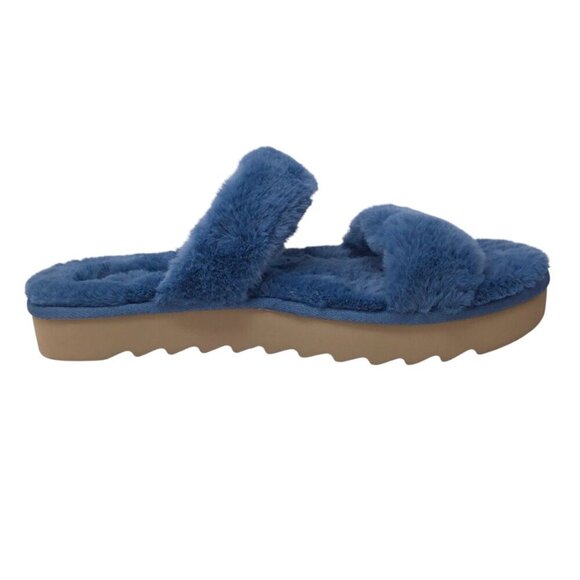 Koolaburra by Ugg Furr-Ah Amphora NWT Slide Sandals Sz 11 Blue Faux Fur 1110213 - Picture 8 of 10
